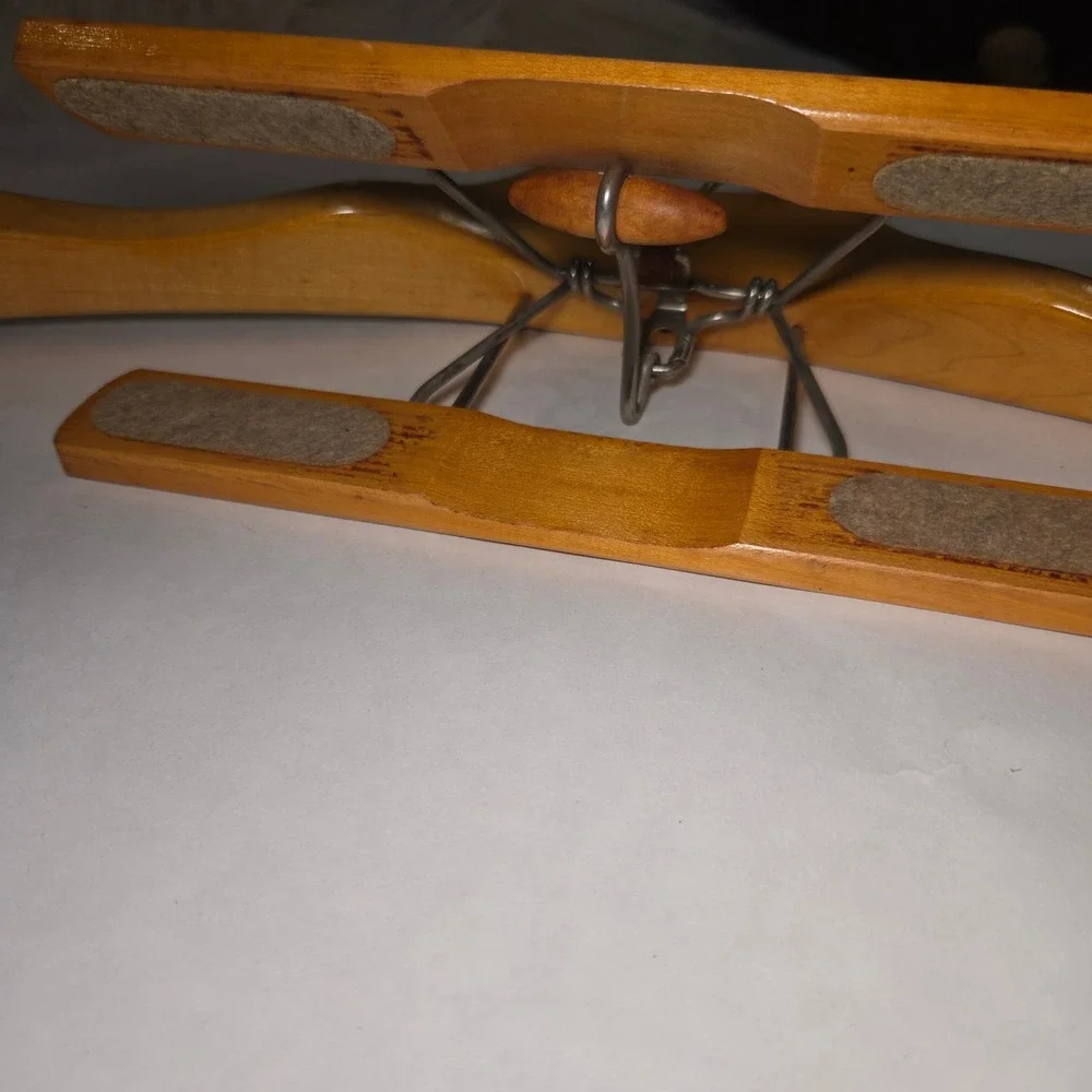 VTG SETWELL Suit Hanger 50s Wood French Collar Brown Trouser Clamp USA Made GUC